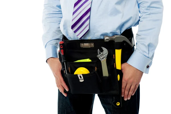 Närbild bild av handyman verktyg bälte — Stockfoto