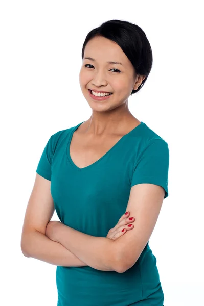 Pretty chinese girl posing confidence — Stock Photo, Image