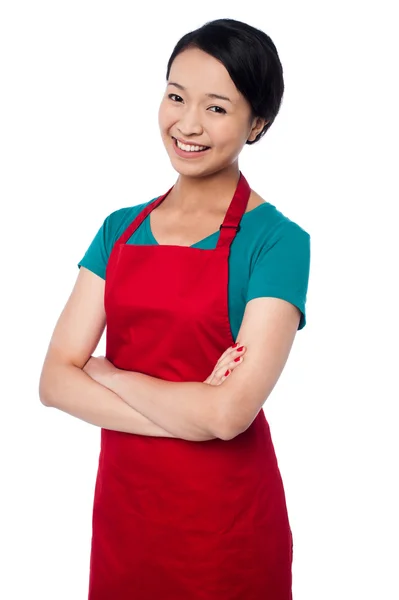 Pretty baker woman posing with arms folded — Stock Photo, Image