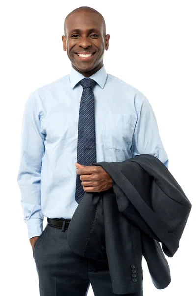 Businessman holding a suit jacket — Stock Photo, Image