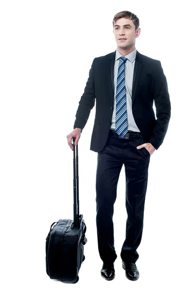 Businessman with trolley bag — Stock Photo, Image