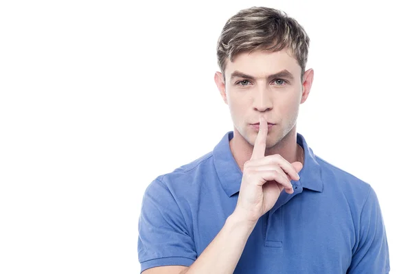 Man making a silence gesture — Stock Photo, Image