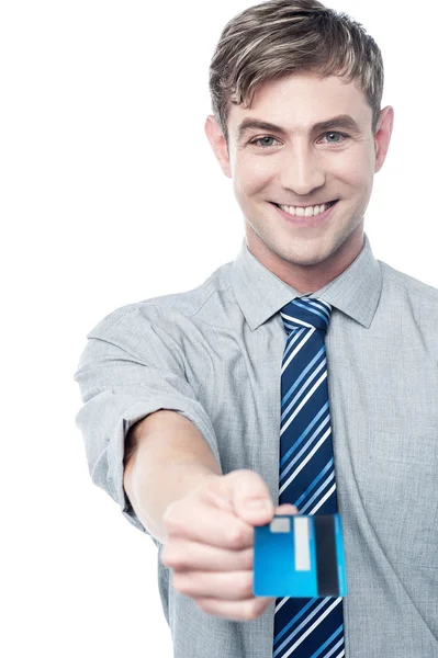 Businessman giving his credit card — Stock Photo, Image