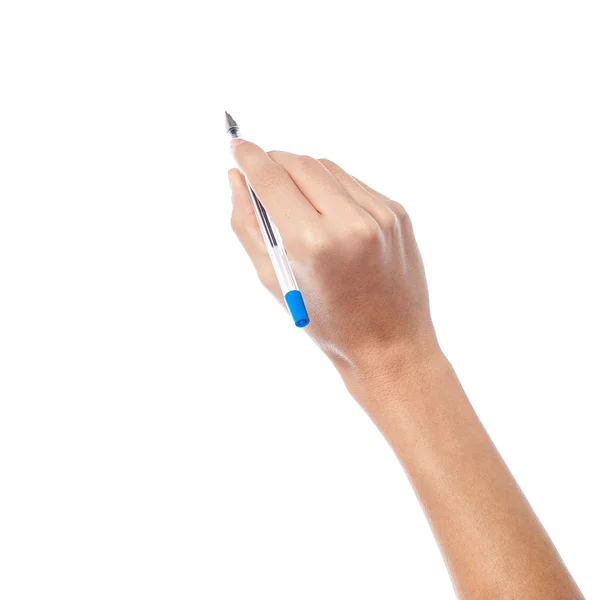 Ручка в руке женщины — стоковое фото