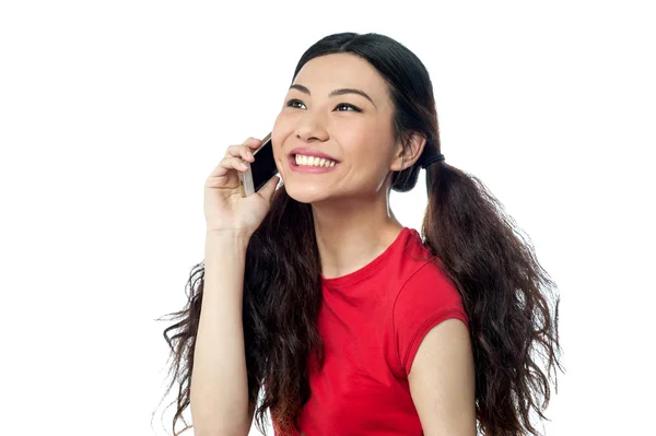 Pretty girl communicating — Stock Photo, Image