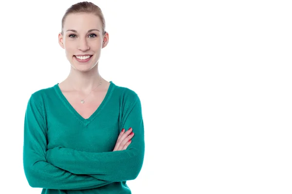 Woman with arms crossed — Stock Photo, Image