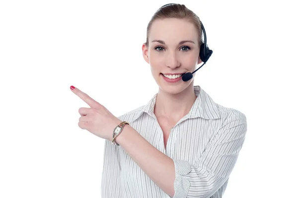 Responsable du support client dans casque — Photo