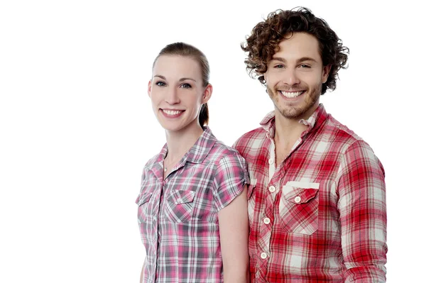 Young couple wearing stylish shirts — Stock Photo, Image