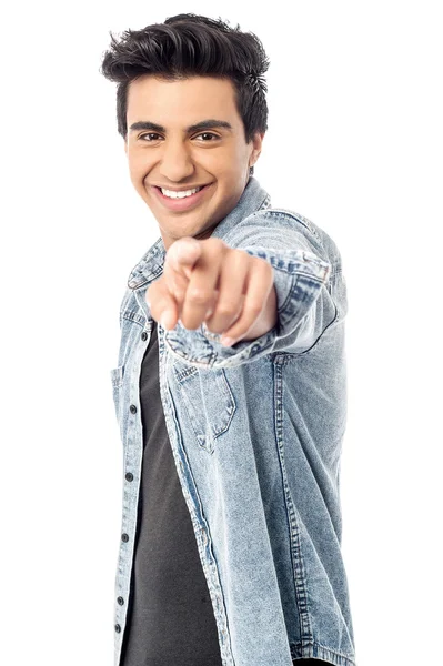 Happy young man pointing at you — Stock Photo, Image