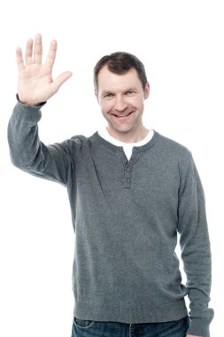 Man waving his hand clipart