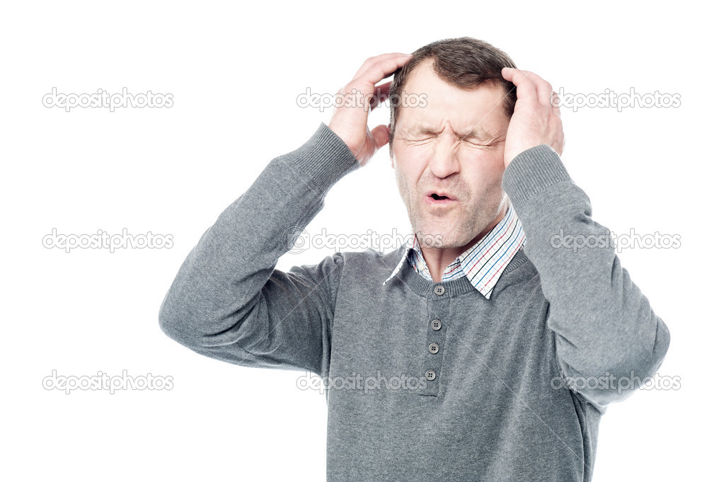 Worried man with closed eyes