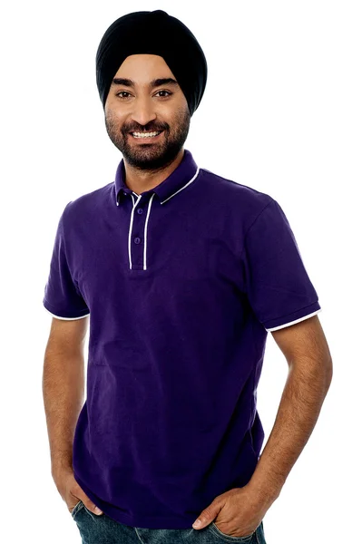 Indian man with hands in pocket — Stock Photo, Image