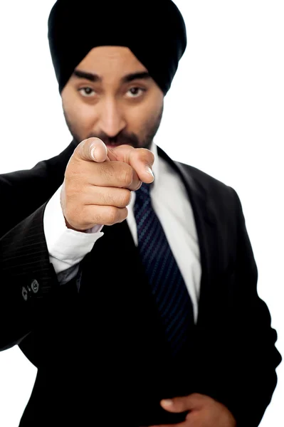 Corporate man pointing towards you — Stock Photo, Image