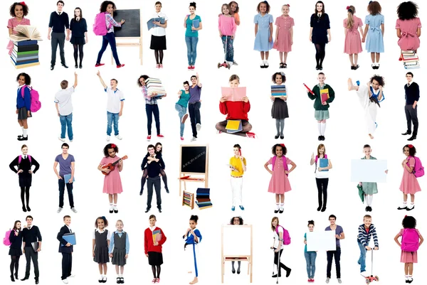 Collage of diligent school children — Stock Photo, Image