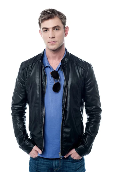 Man wearing leather jacket — Stock Photo, Image