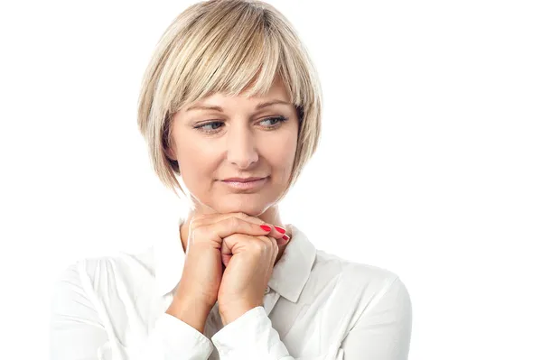 Middle aged woman thinking — Stock Photo, Image