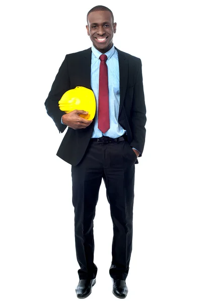 African engineer with hard hat — Stock Photo, Image