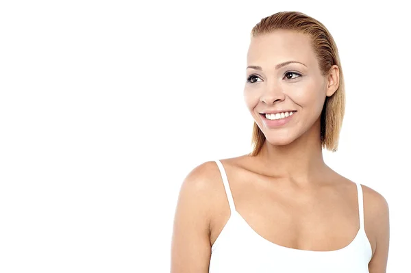 Smiling woman in camisole — Stock Photo, Image