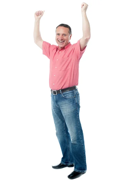 Mature gentleman with raised arms — Stock Photo, Image