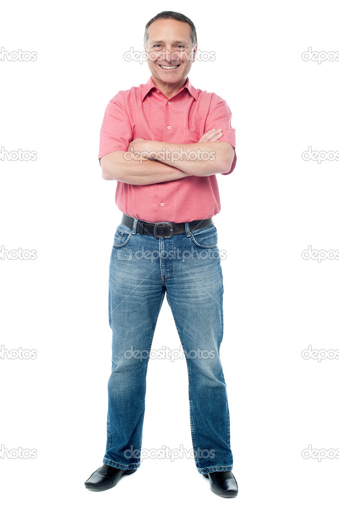 Casual aged man standing
