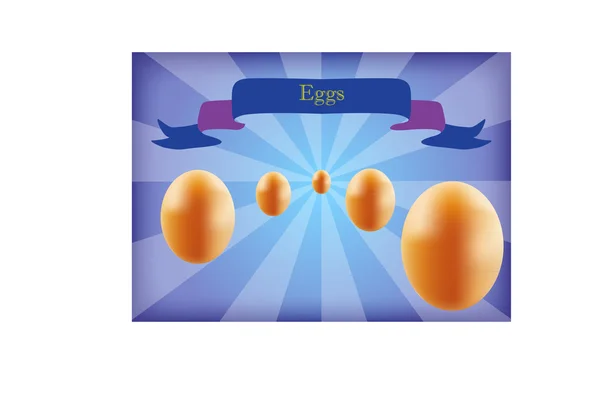 Eggs on blue background with banner — Stock Photo, Image