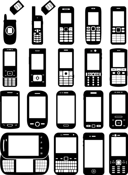 Set van mobiele telefoons — Stockvector