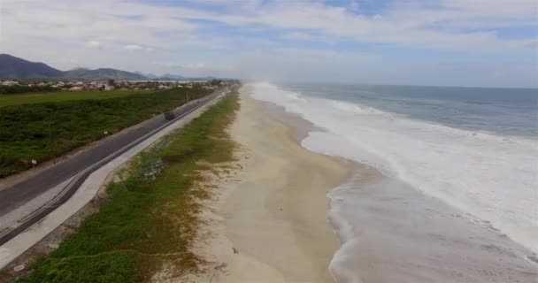 Ondas Mar Com Muita Espuma Vista Para Drones — Vídeo de Stock