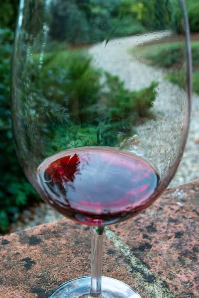 赤ワイングラス バックグラウンドでのダートパス — ストック写真