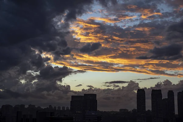 Skyline Nocturno Con Rascacielos Iluminados Sao Paulo Brasil —  Fotos de Stock