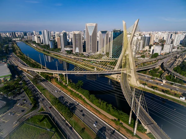 Sao Paulo Kota Brasil Kabel Jembatan Tinggal Stok Foto