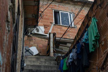 Dünyanın varoşlarında. Rio de Janeiro, Brezilya 'da gecekondu mahallesi. Güney Amerika.