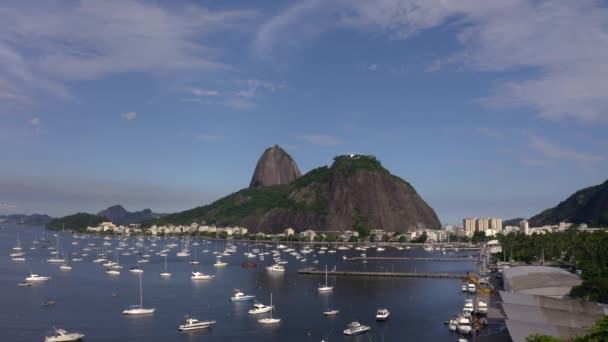 ボート 山の映像 シュガーローフ山 リオデジャネイロ ブラジル — ストック動画