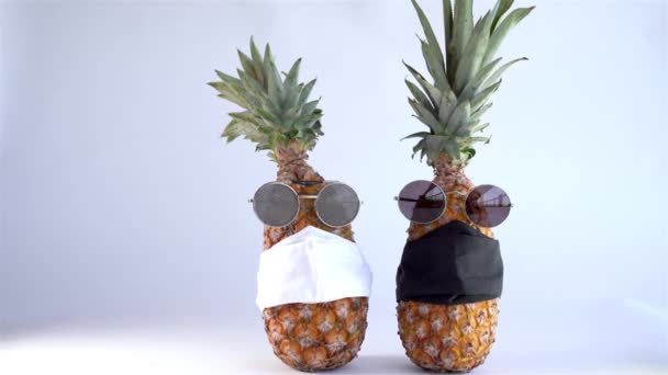 Ananas Avec Lunettes Masque Concept Impact Global Covid — Video
