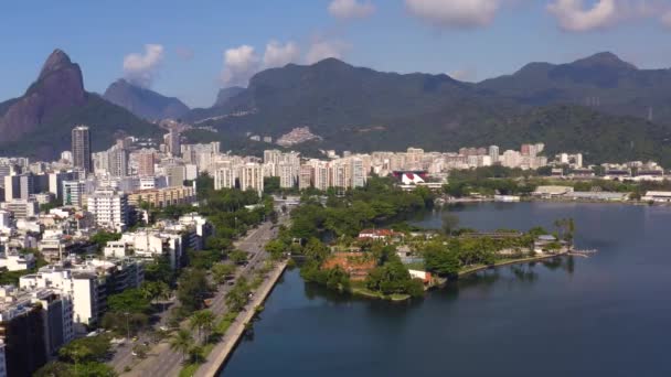 Rio Janeiro Brasilien Luftaufnahme Des Rio Janeiro Bezirk Leblon Clube — Stockvideo