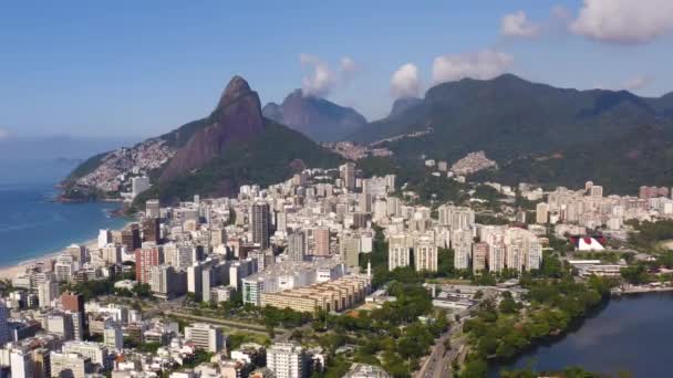 Hermosa Ciudad Con Mar Montañas Laguna Río Janeiro Brasil — Vídeos de Stock
