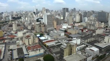 Şehir yaşamı sahnesinin havadan manzarası. Brezilya, Sao Paulo 'nun Hava Görüntüsü.