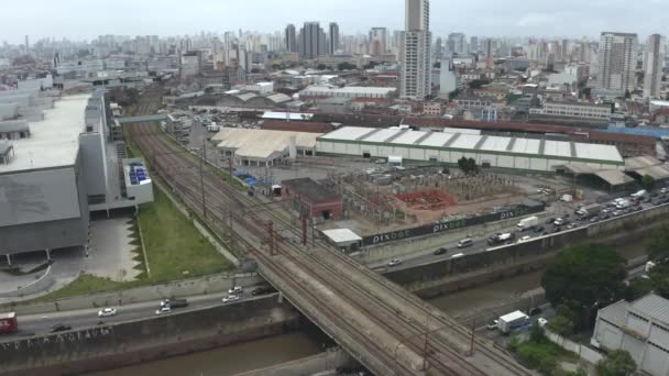 Vista Aérea Férrea São Paulo Cidade Brasil América Sul — Vídeo de Stock