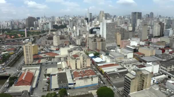 Ζωή Στην Πόλη Κίνηση Κτίρια Και Βιομηχανίες Σάο Πάολο Βραζιλία — Αρχείο Βίντεο
