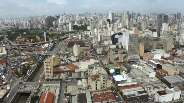 Storstadsliv Trafik Byggnader Och Industrier São Paulo Brasilien — Stockvideo