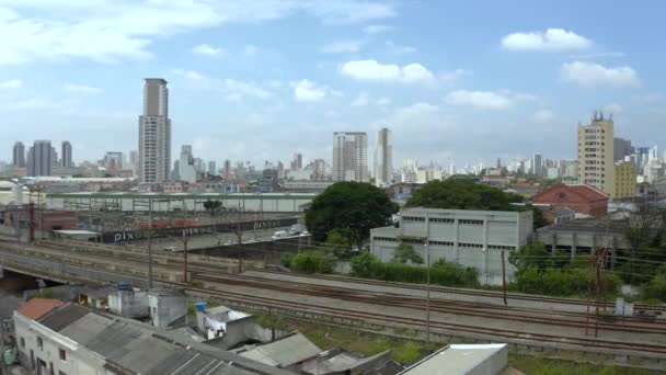 Pasando Tren Tránsito Gran Ciudad Ciudad Sao Paulo Estado Sao — Vídeos de Stock