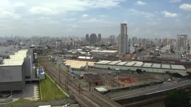 Vista Aérea Férrea São Paulo Cidade Brasil América Sul — Vídeo de Stock