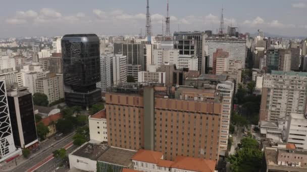 São Paulo Brasilien Paulista Avenue Och Cincinnato Braga Street — Stockvideo