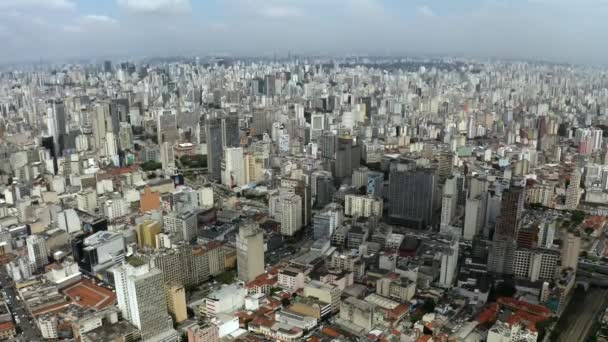 Overpopulation Metropolis Aerial Dense Residential Area Many Houses Buildings Paulo — Stock Video