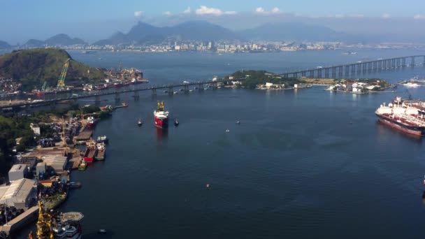 Rio Janeiro Brasile Veduta Aerea Delle Banchine Del Porto Vicino — Video Stock