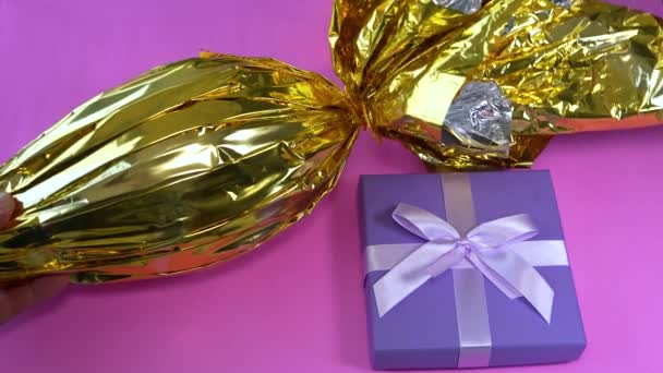 Happy Easter Days Delicious Easter Sweets Dessert Gift — Stock Video