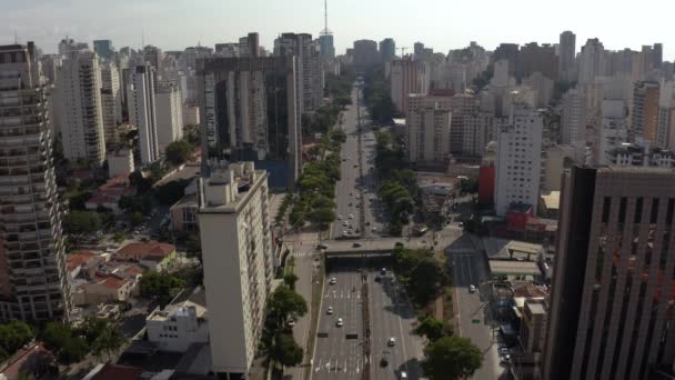 Stora Avenyn Storstaden Avenue Maj Sao Paulo Brasilien Sydamerika — Stockvideo