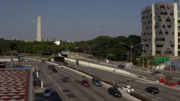 Büyük Şehirde Büyük Bir Cadde Mayıs Bulvarı Sao Paulo Brezilya — Stok video