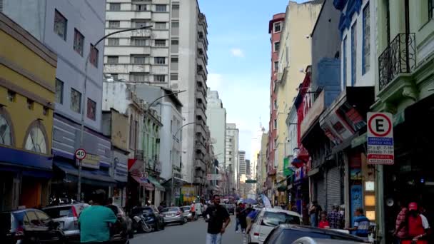 Forretningsgate Ifigenia Street Sao Paulo Brasil – stockvideo