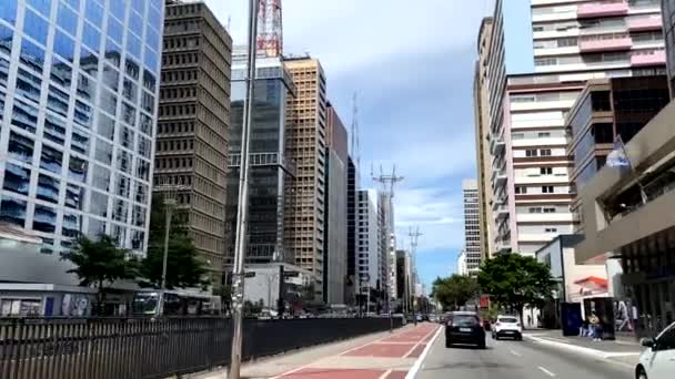 Vie Affari Paulista Avenue San Paolo Città Brasile — Video Stock