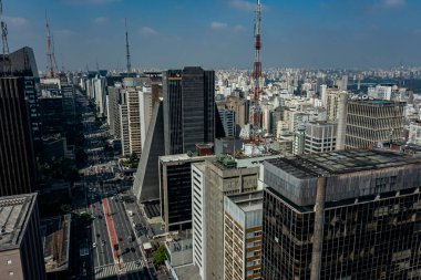 İş caddeleri. Sao Paulo şehri, Paulista Bulvarı, Brezilya.